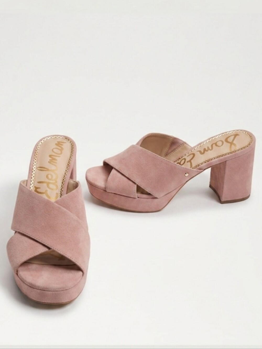 Sam Edelman Jayne Women's Wedge Sandals  Tan  Suede Size 10 Dusty Rose - Picture 6 of 8